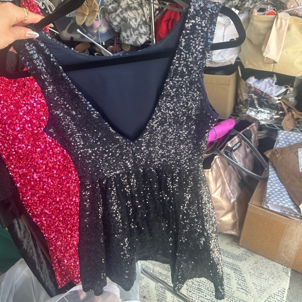 Black sequin mini dress